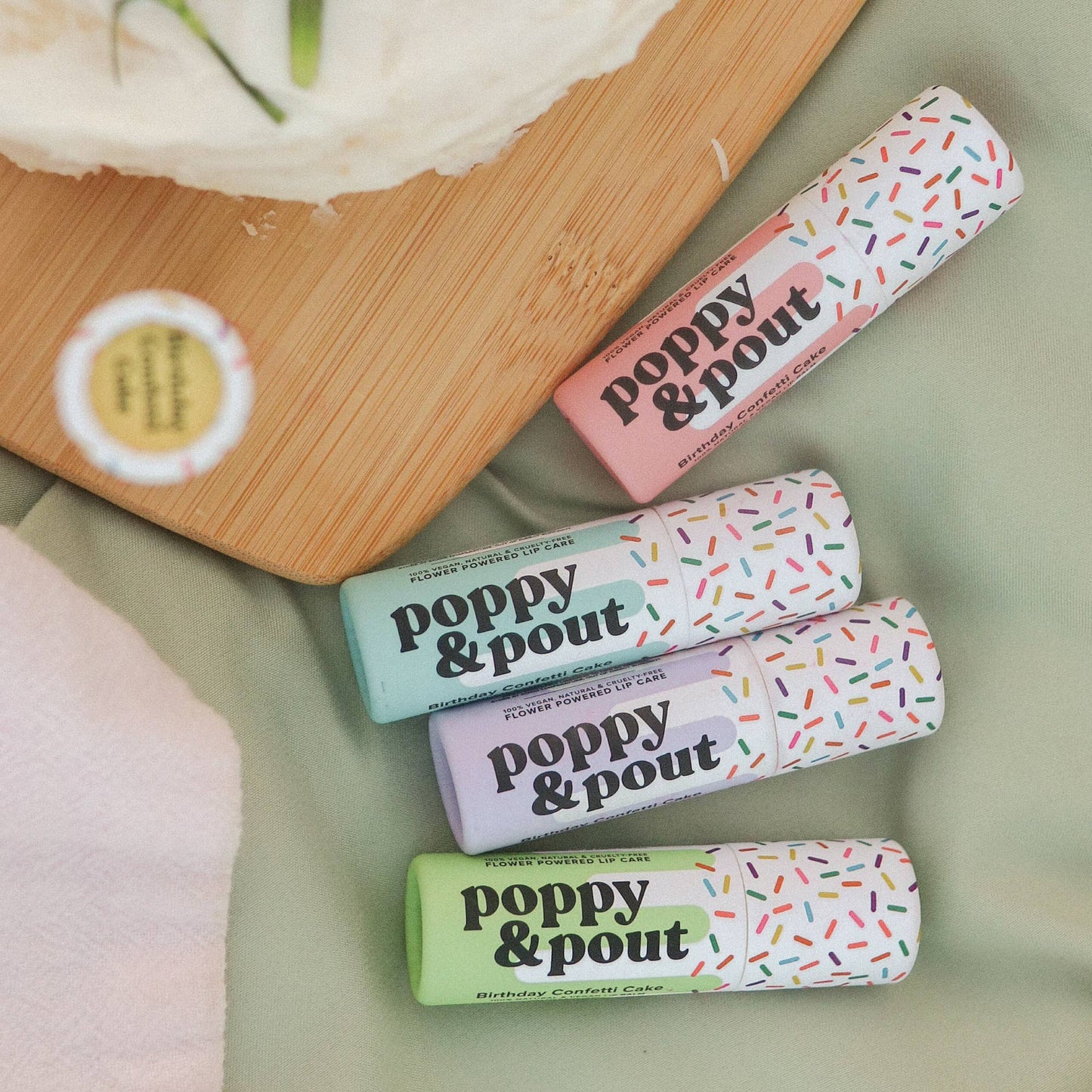 Poppy & Pout Lip Balm - Birthday Confetti Cake