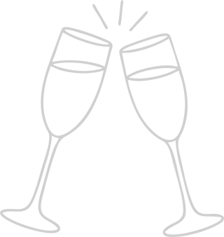 champagne glasses icons in white