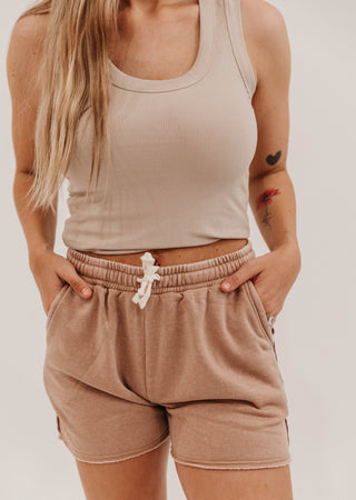 On The Run Drawstring Shorts | Taupe