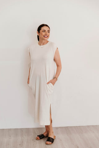 On The Run Midi Dress | Cream