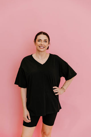 On The Run Top + Biker Short Set | Black