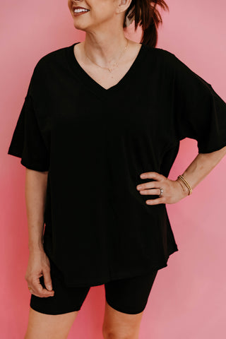 On The Run Top + Biker Short Set | Black