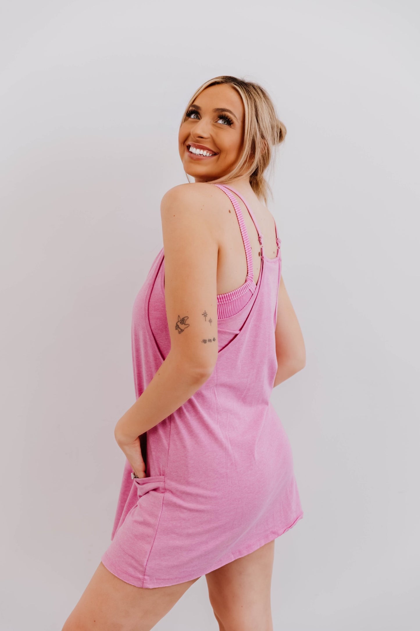 Krista Pink Romper Dress