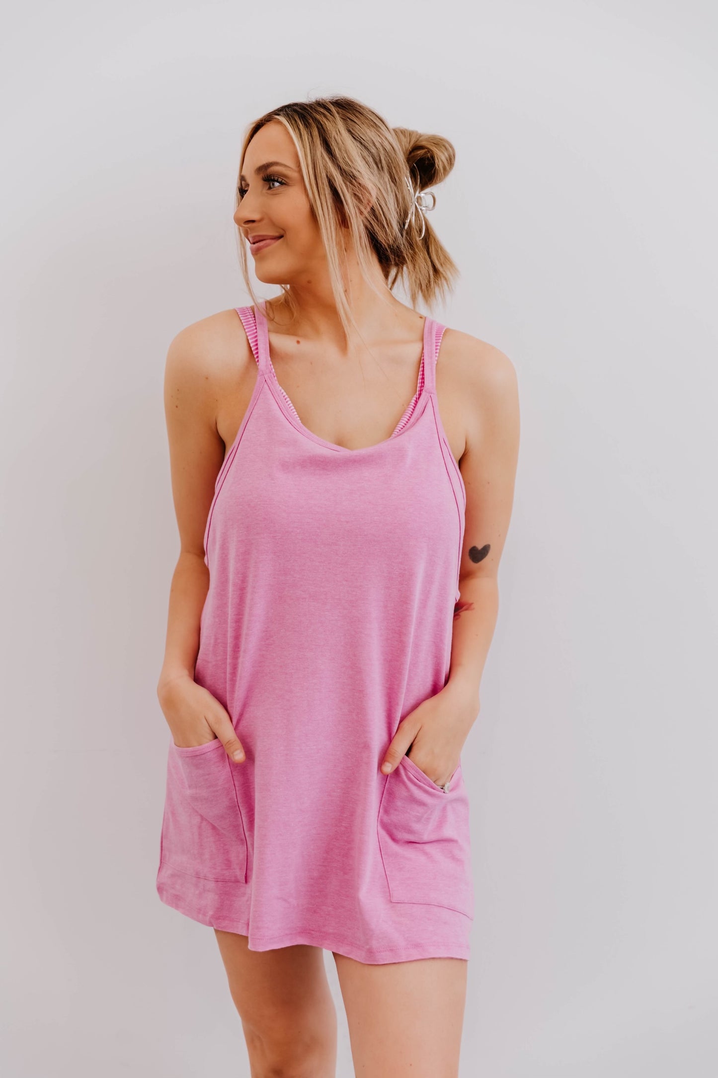 Krista Pink Romper Dress
