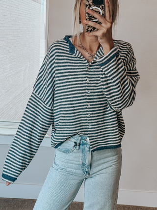Falling For You Cardi | Navy Stripe