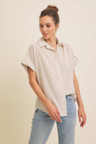 Lindy Stripe Button Down Top