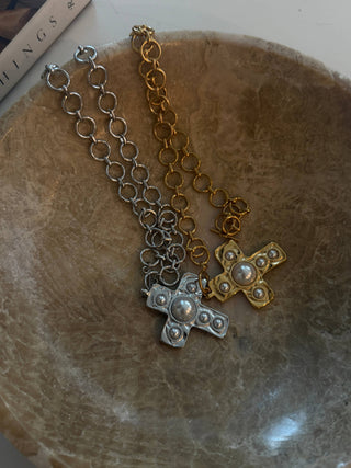Harper Cross Necklace | Silver