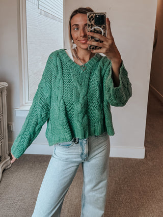Willow Cable Knit Sweater | Jade