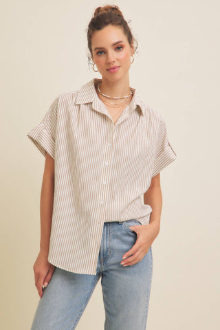 Lindy Stripe Button Down Top