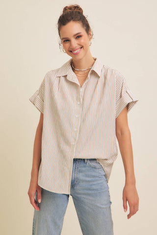 Lindy Stripe Button Down Top