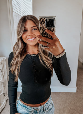 Everyday Henley Top | Black