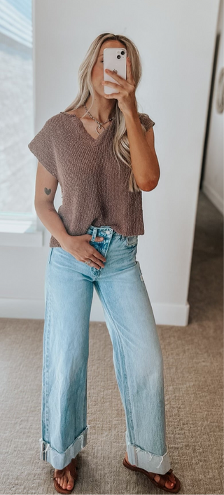 Vervet | Cuffed Wide Leg Denim