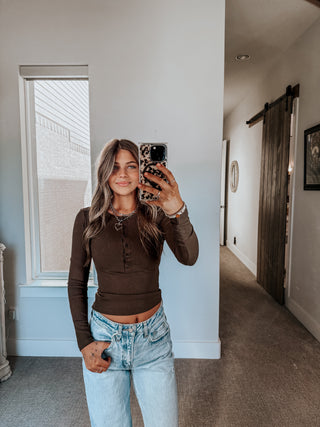 Everyday Henley Top | Brown