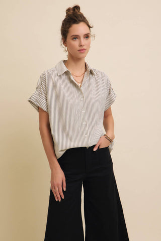 Lindy Stripe Button Down Top
