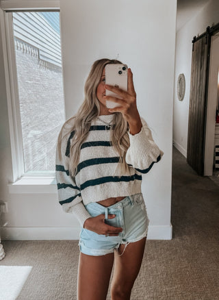 Rowan Striped Sweater | Black + Cream
