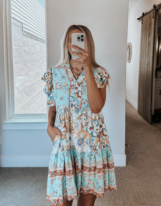 Dancing in Prints Flutter Sleeve Dress