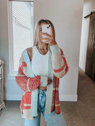 Rainbow Color Block Cardigan