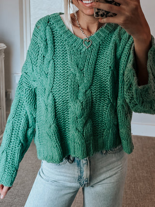Willow Cable Knit Sweater | Jade