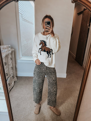 Savannah Leopard Barrel Jeans