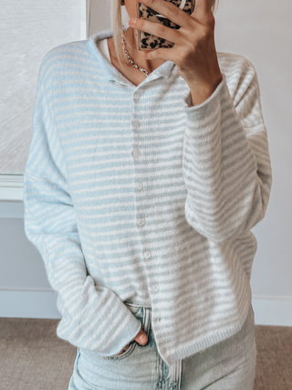 Falling For You Cardi | Light Blue Stripe