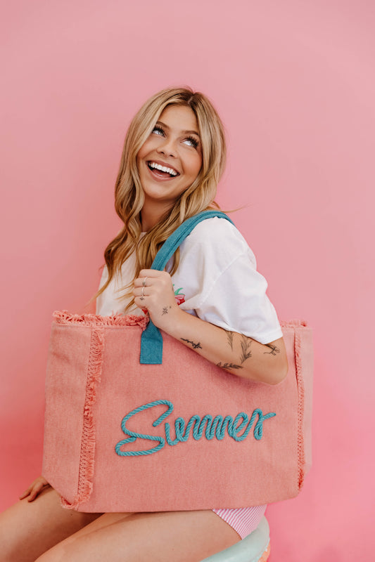 Pink + Teal Summer Tote