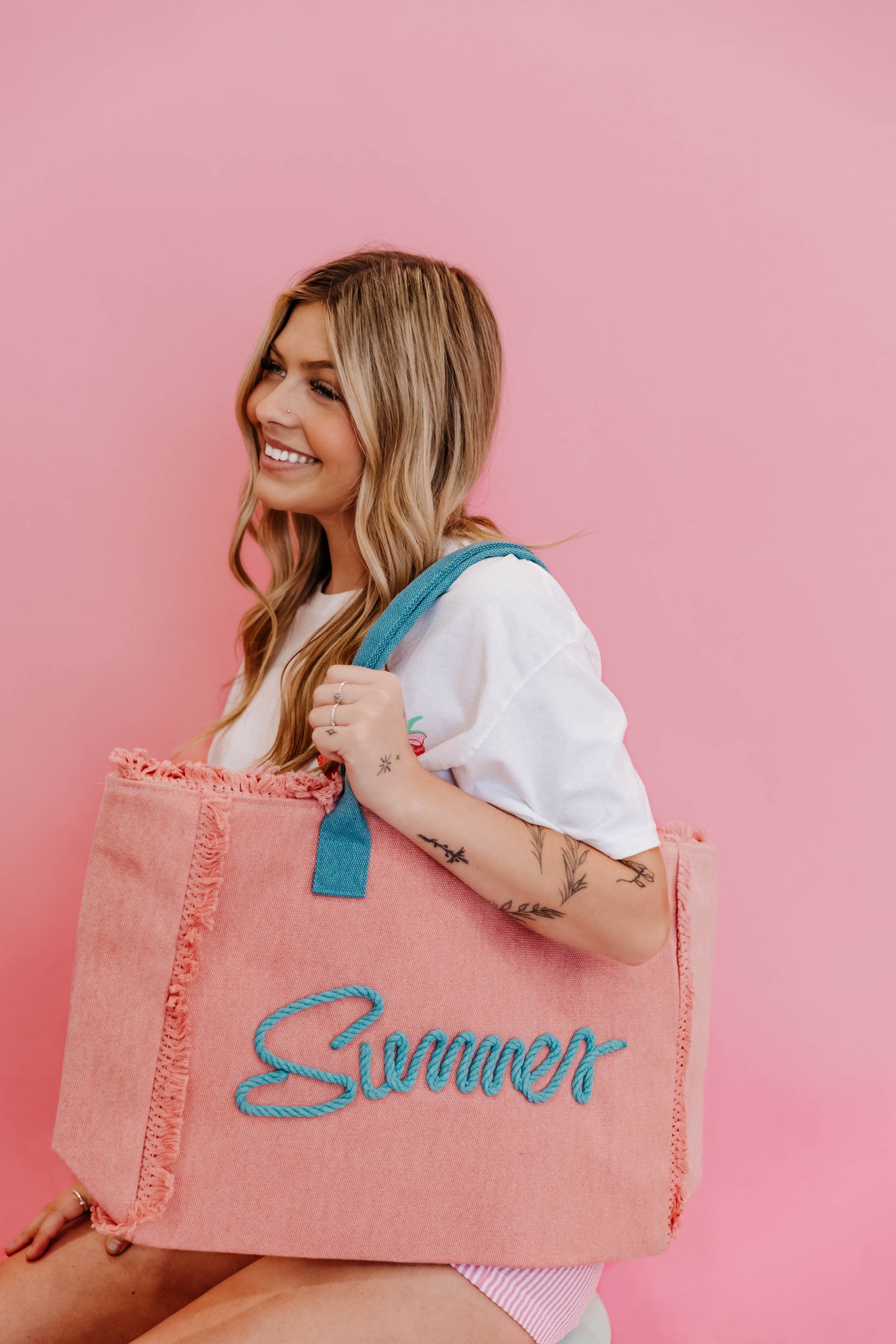 Pink + Teal Summer Tote
