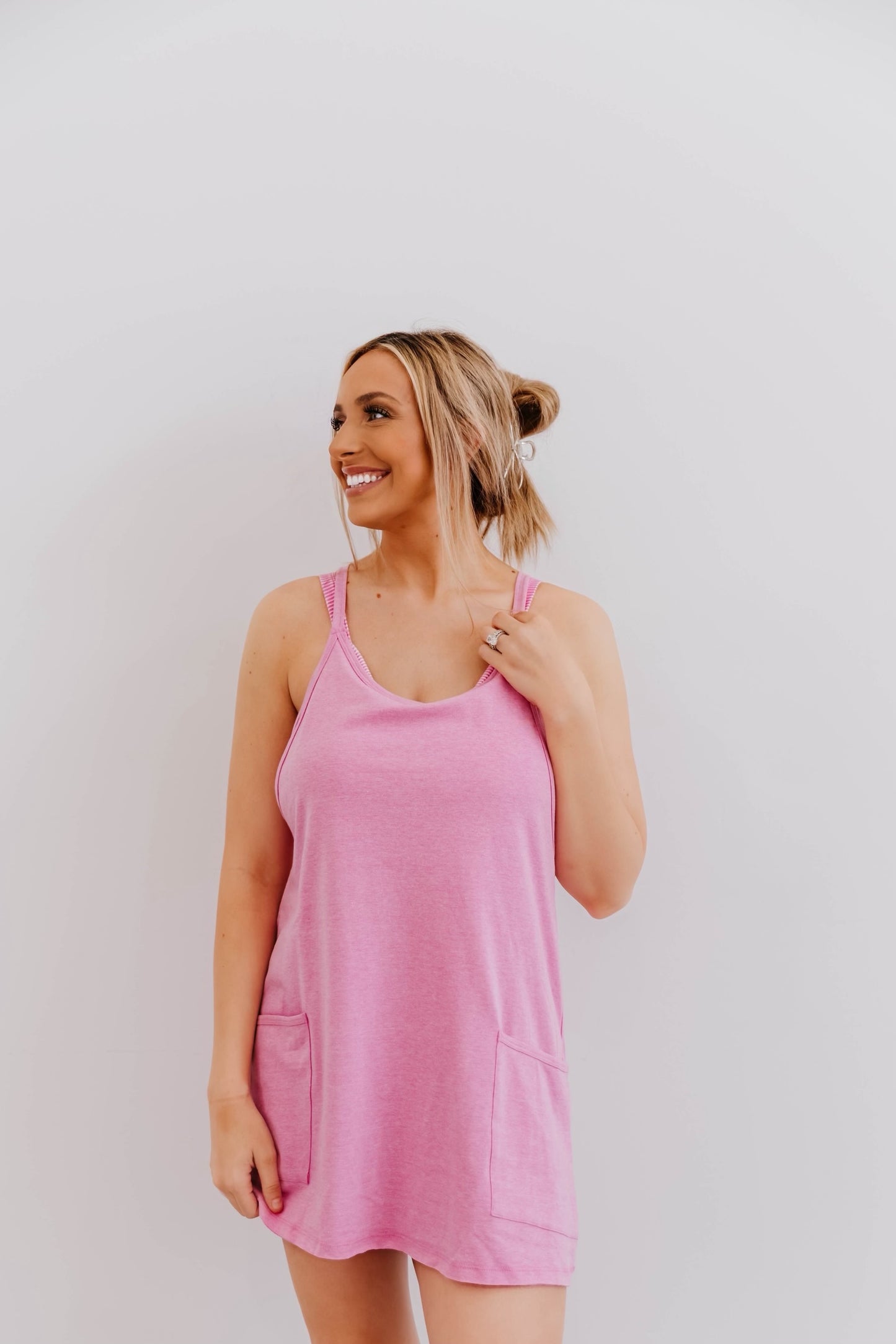 Krista Pink Romper Dress