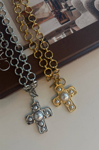 Harper Cross Necklace | Silver