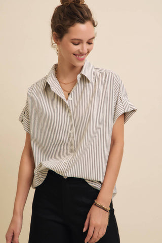 Lindy Stripe Button Down Top