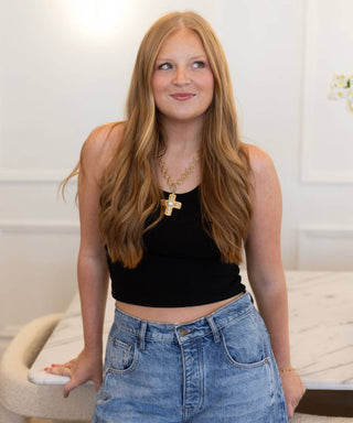 Harper Cross Necklace | Silver