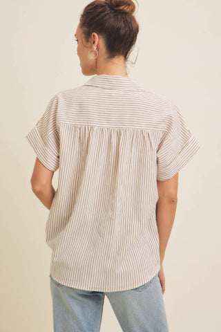 Lindy Stripe Button Down Top