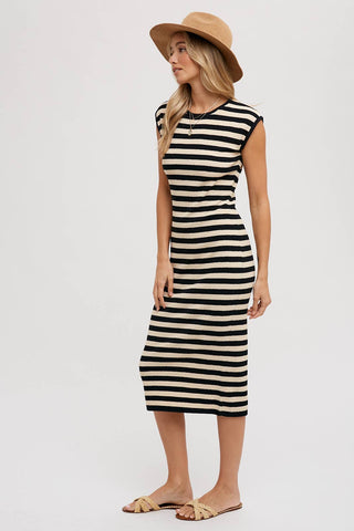 Striped Midi Dress | Black